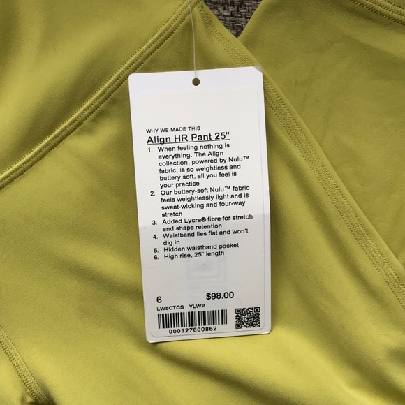 NWT lululemon Align HR Pant 25” Yellow Pear - Picture 2 of 8